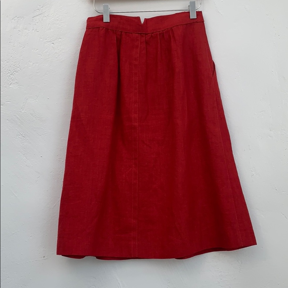 Liz Claiborne Bright Red Button-Front A-Line Skirt - Picture 4 of 6